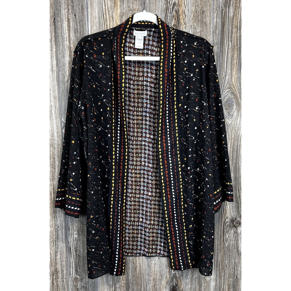 NWT Multiples Open Front Cardigan Lightweight Flowy Reversible‎ Size L Boho